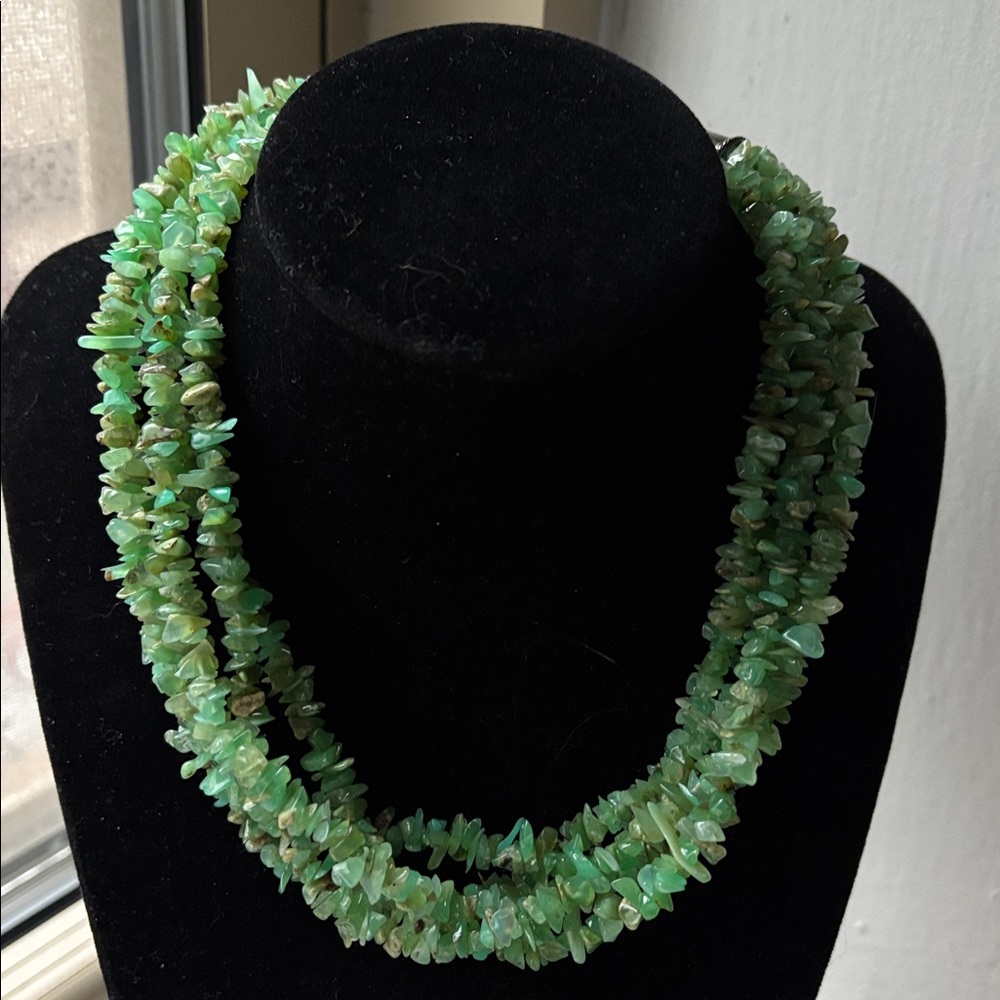 🟥Green Aventurine Multi-Strand Chip Necklace, Adjustable Length Handmade